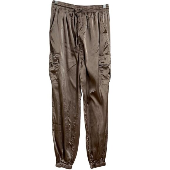 SHE + SKY Satin Jogger Pants SZ Small Metallic Shiny High‎ Rise - Picture 10 of 11